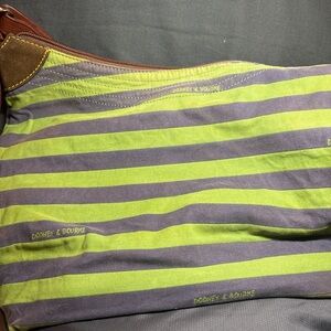Dooney & Bourke Green and Purple  Striped shoulder bag